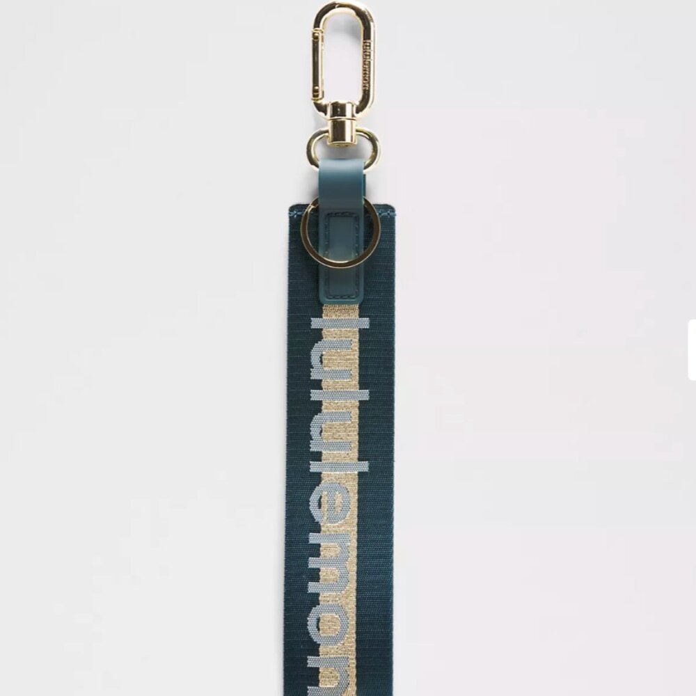 Lululemon Never Lost Keychain Wordmark Warp Teal/Gold/Bone - NWT Retired